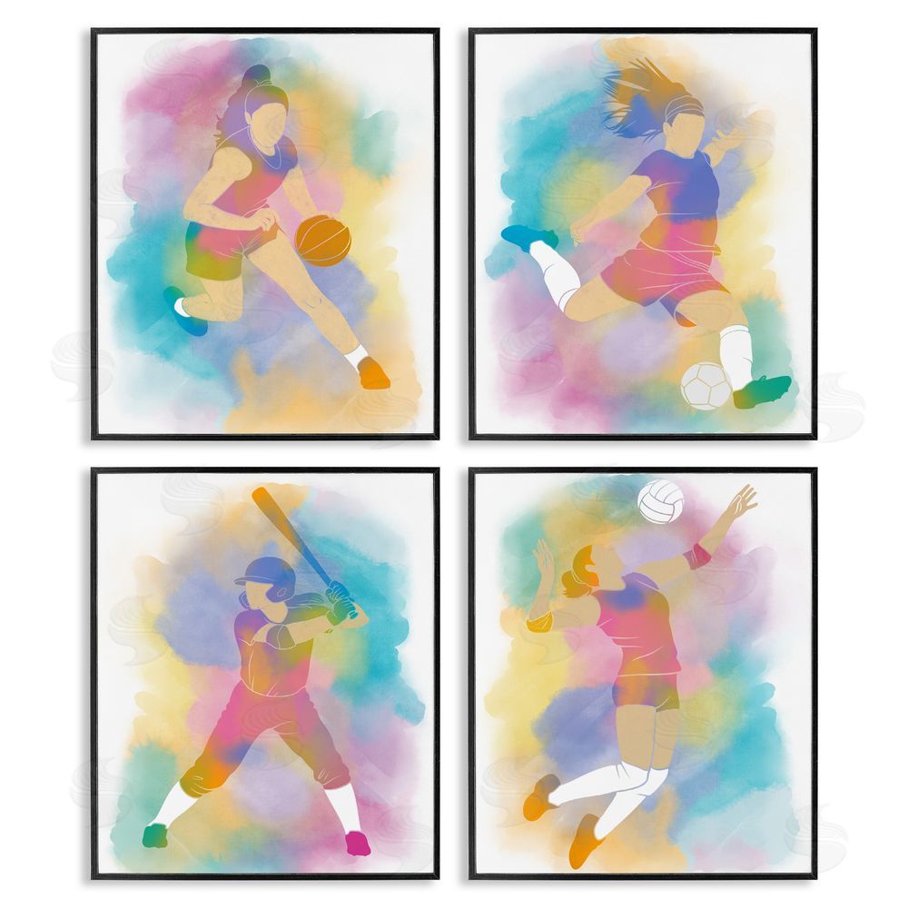 Marcus Prime Colorful Women's Sports Black Framed Giclee Art Set