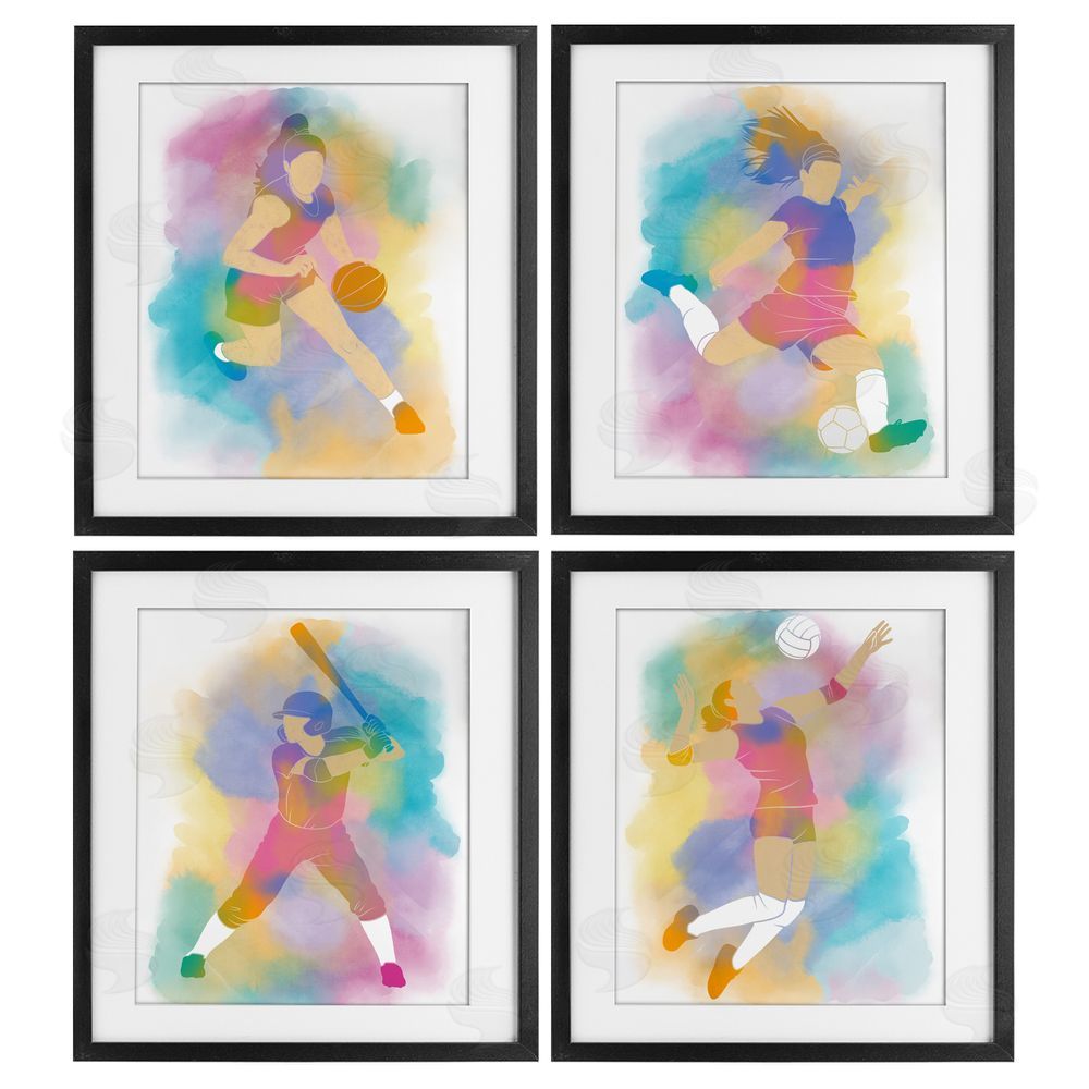 Marcus Prime Colorful Women's Sports Black Framed Print Under Glass Set