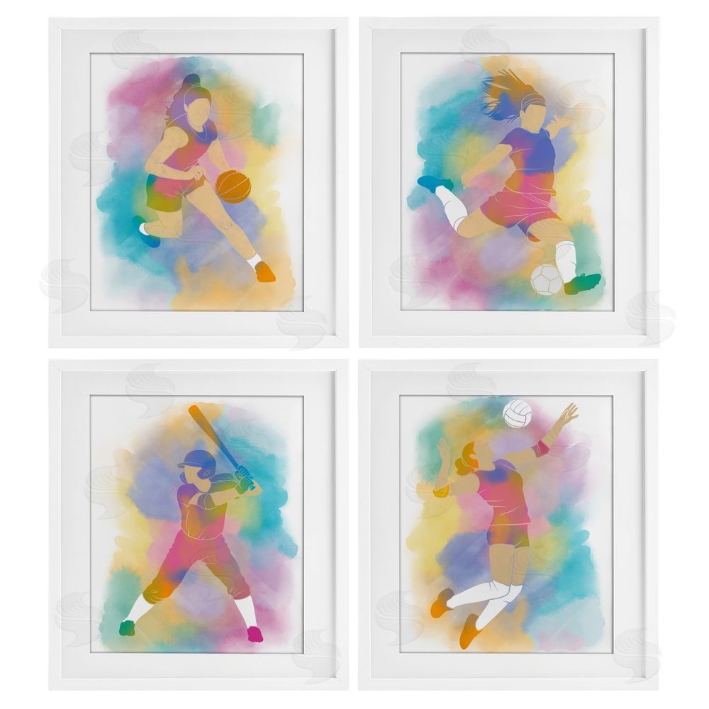 Marcus Prime Colorful Women's Sports White Framed Print Under Glass Set