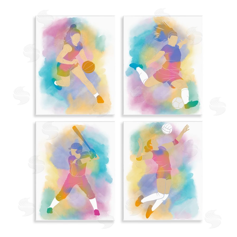 Marcus Prime Colorful Women's Sports Wall Plaque Printed Art Set