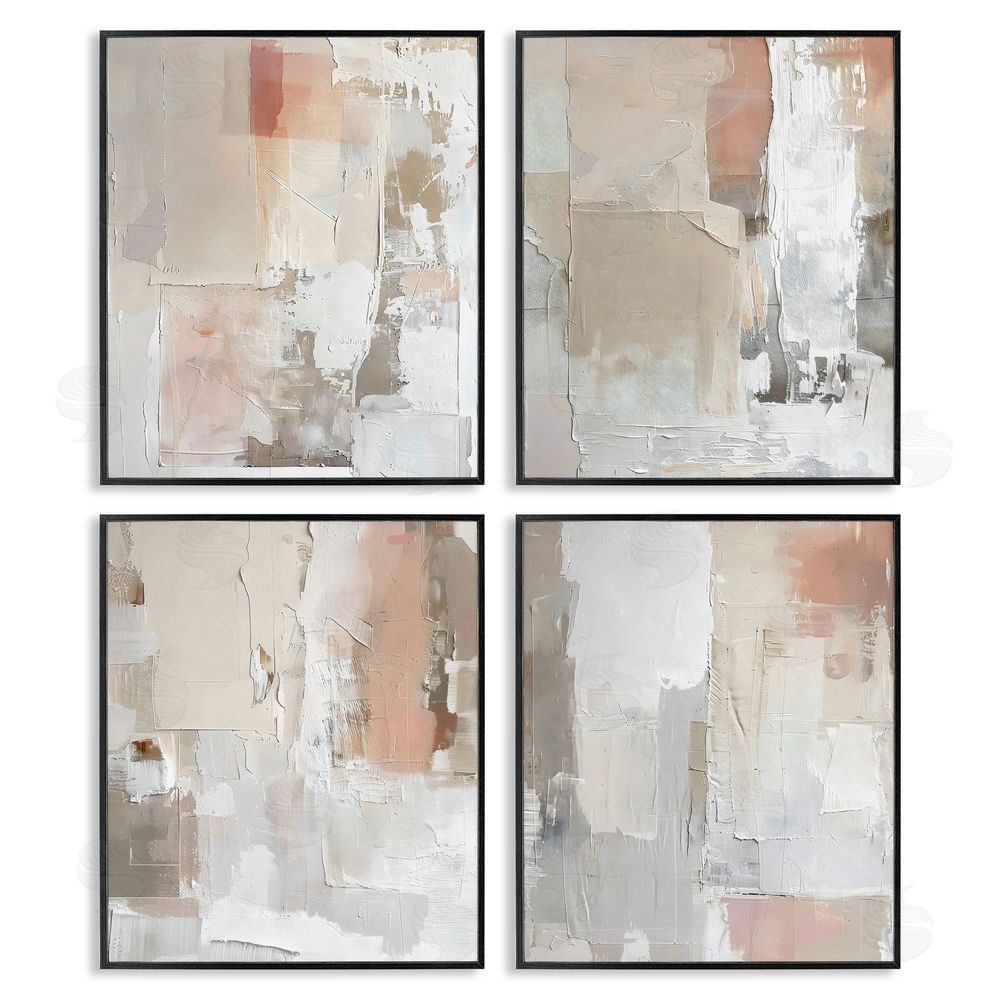Riley B Layered Blush Abstracts Black Framed Giclee Wall Art Print