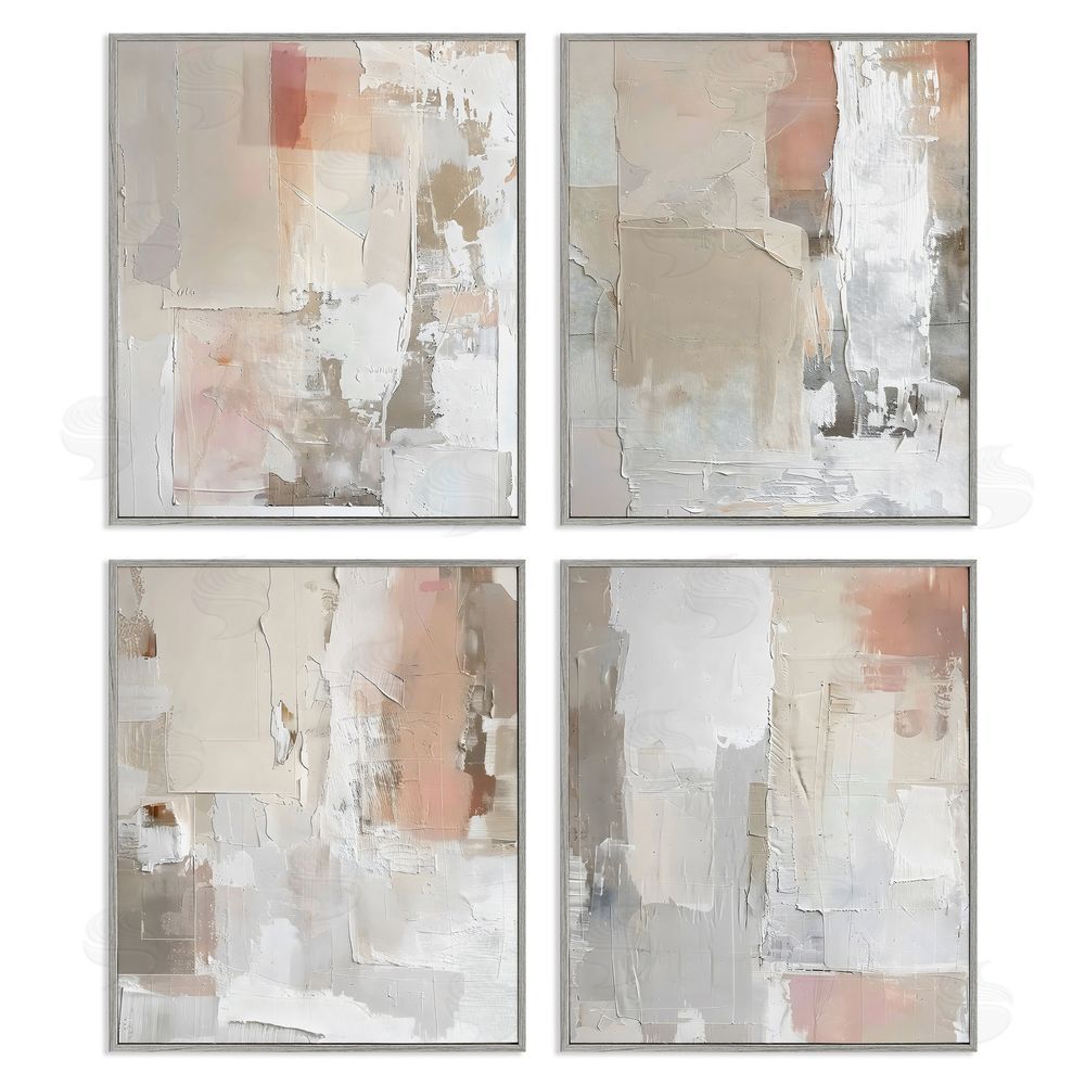 Riley B Layered Blush Abstracts Gray Framed Giclee Wall Art Print