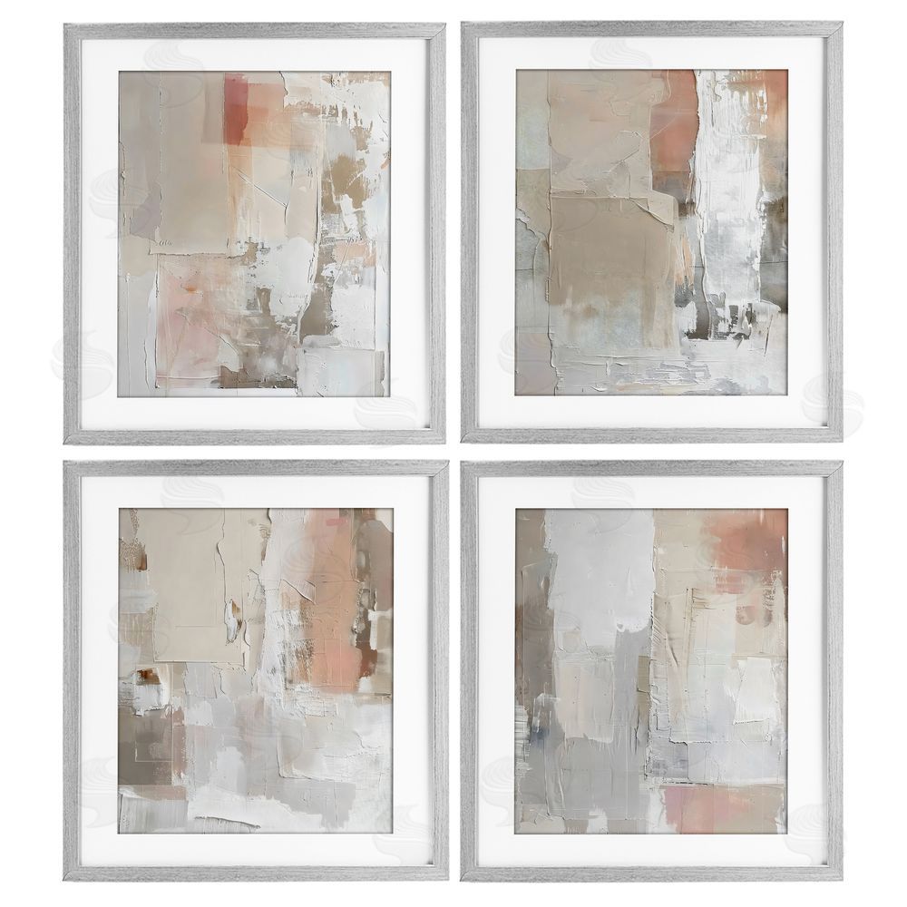 Riley B Layered Blush Abstracts Gray Framed Print Under Glass with White Mat Wall Art