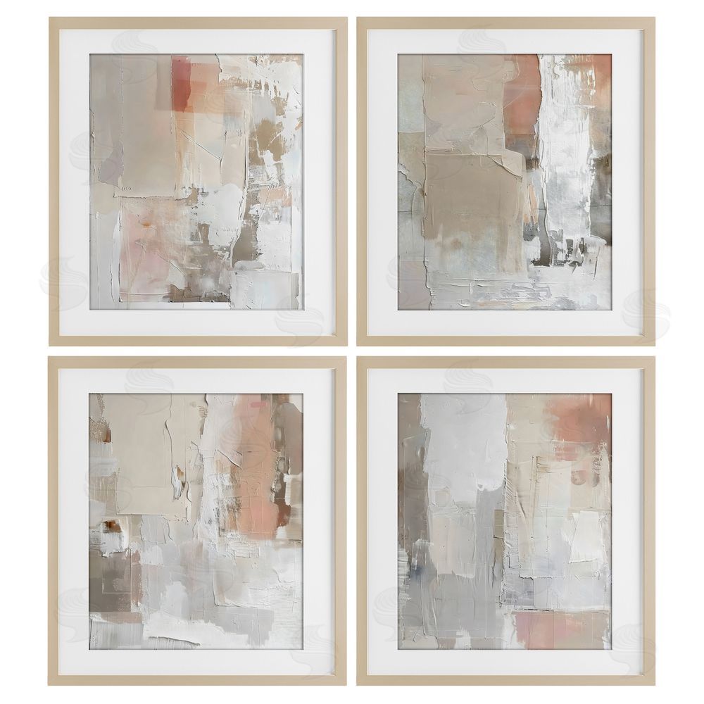 Riley B Layered Blush Abstracts Birch Framed Print Under Glass with White Mat Wall Art