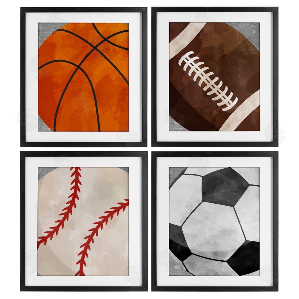 Christine Simpson Art Team Sports Bouncing Fun Black Framed Print Under Glass with White Mat Wall Art