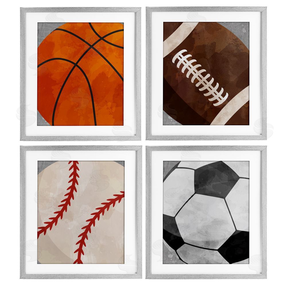 Christine Simpson Art Team Sports Bouncing Fun Gray Framed Print Under Glass with White Mat Wall Art