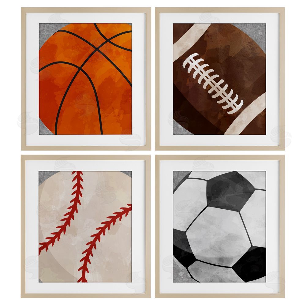 Christine Simpson Art Team Sports Bouncing Fun Birch Framed Print Under Glass with White Mat Wall Art