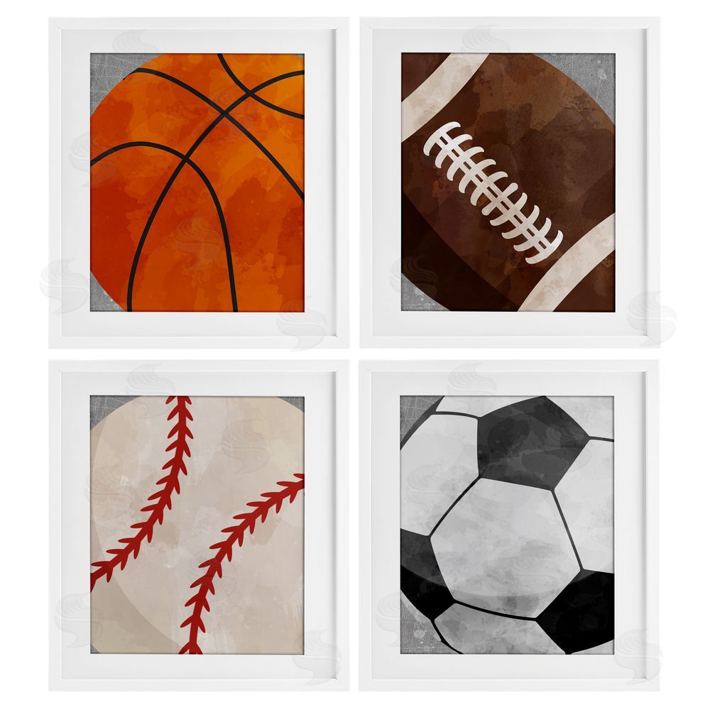 Christine Simpson Art Team Sports Bouncing Fun White Framed Print Under Glass with Mat Wall Art