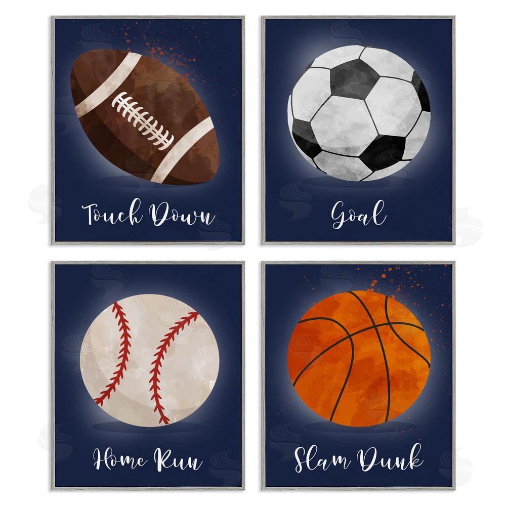 Christine Simpson Art Game On Sports Goals Gray Framed Giclee Wall Art Print