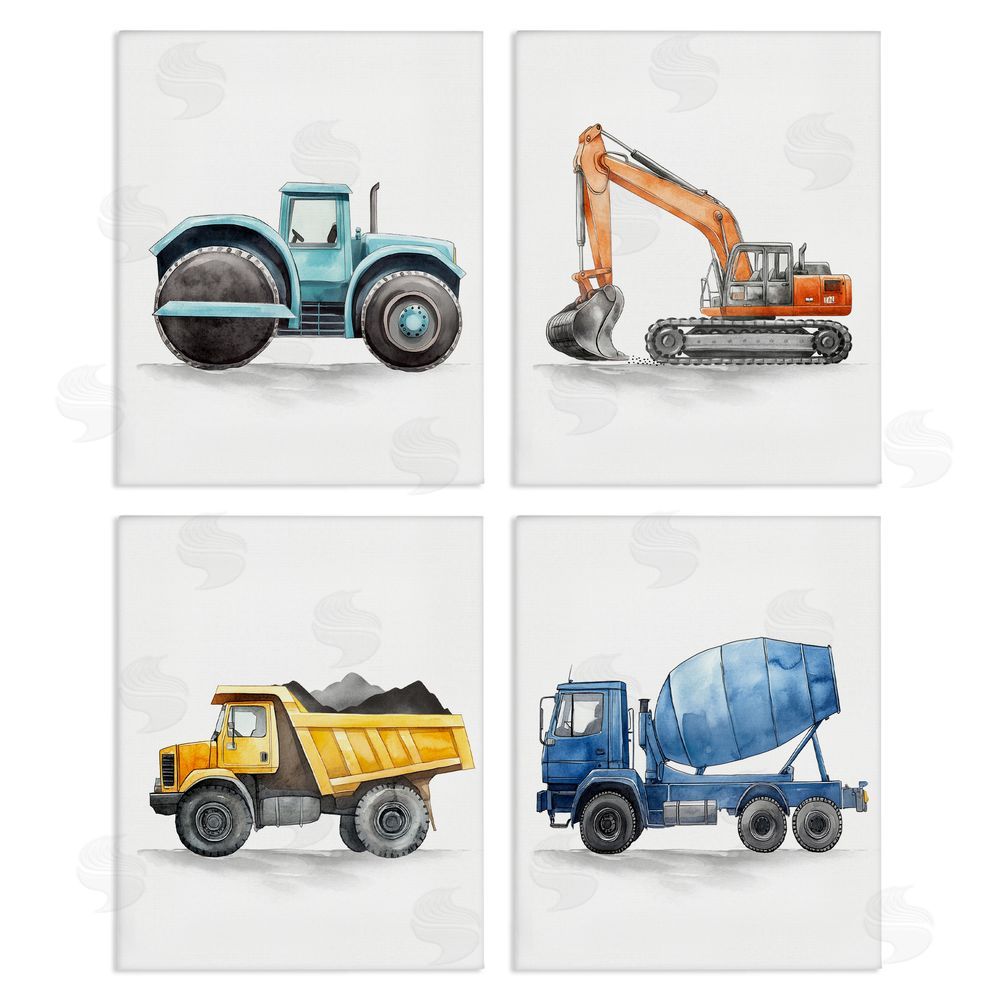Christine Simpson Art Working Trucks Machinery Canvas Wall Art Print