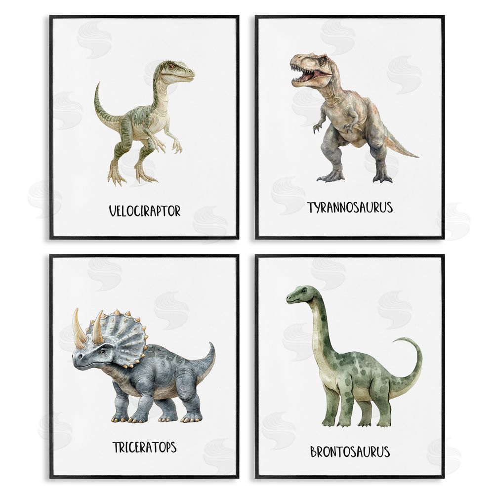 Christine Simpson Art Meet The Dinosaurs Black Framed Giclee Wall Art Print