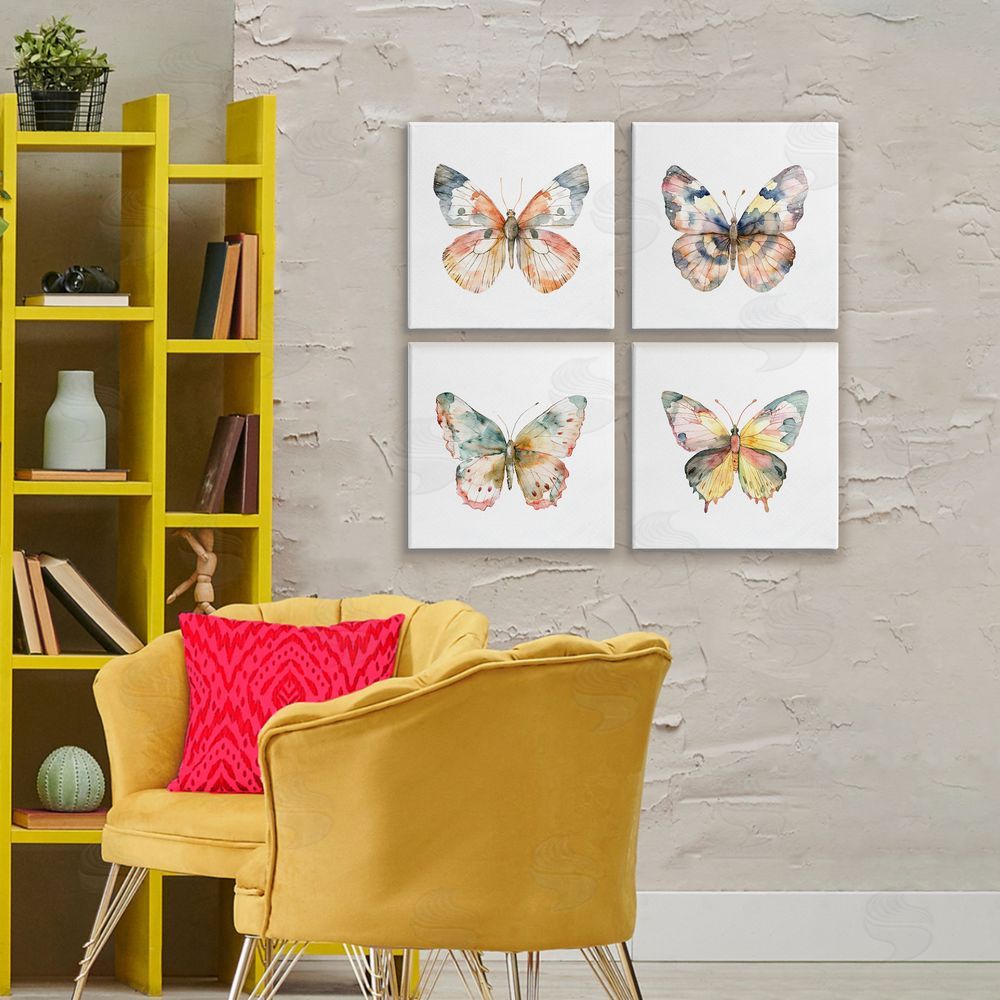 Kim Allen Watercolor Butterfly Forms Stretched Canvas Wall Art in Room