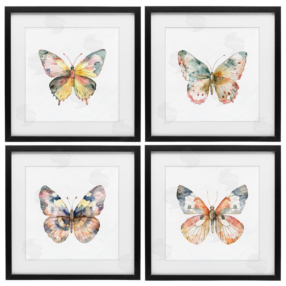Kim Allen Watercolor Butterfly Forms Black Framed Print Under Glass Wall Art