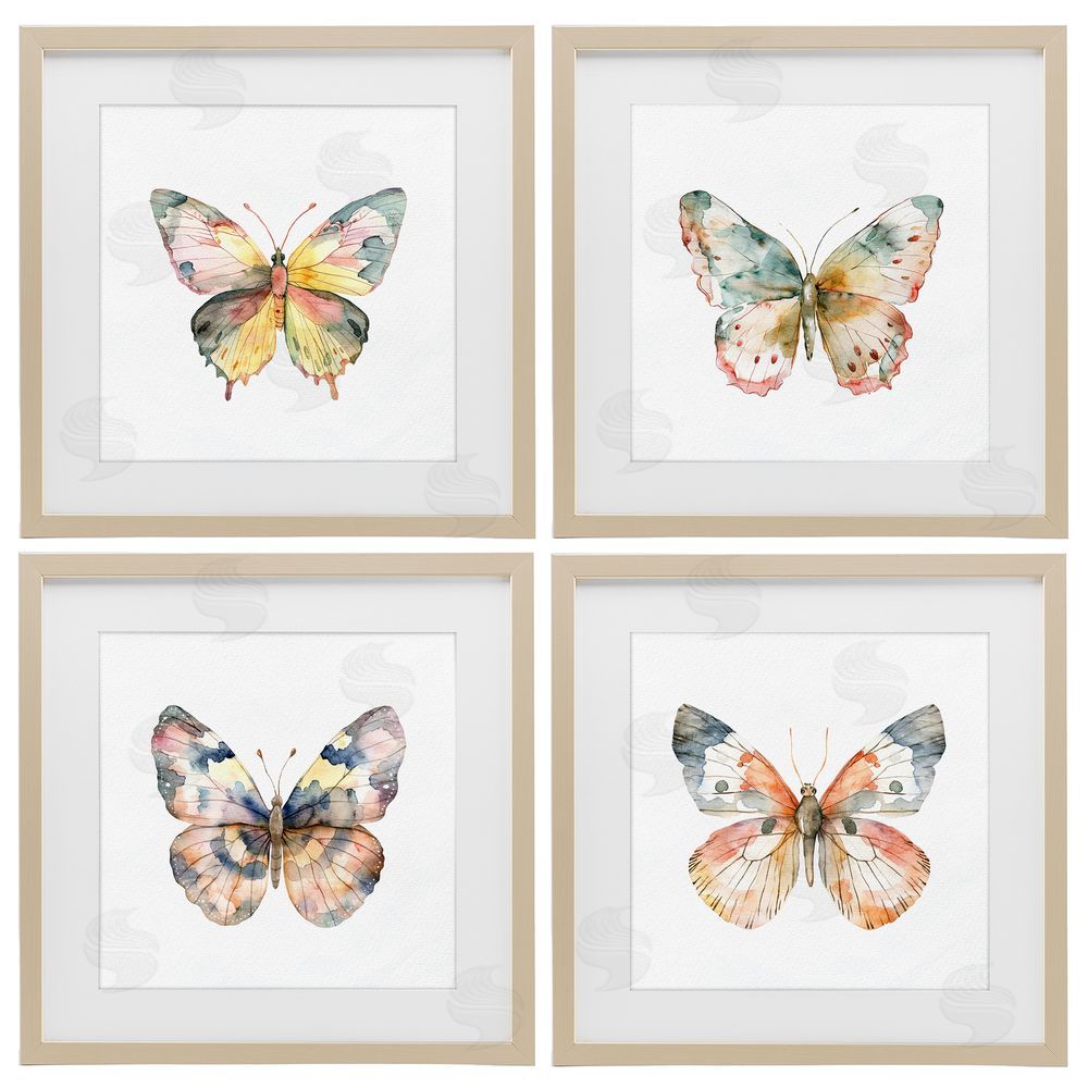 Kim Allen Watercolor Butterfly Forms Birch Framed Print Under Glass Wall Art