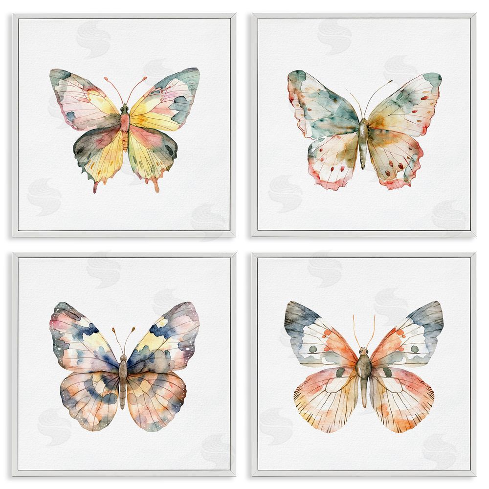 Kim Allen Watercolor Butterfly Forms White Framed Giclee Wall Art Print