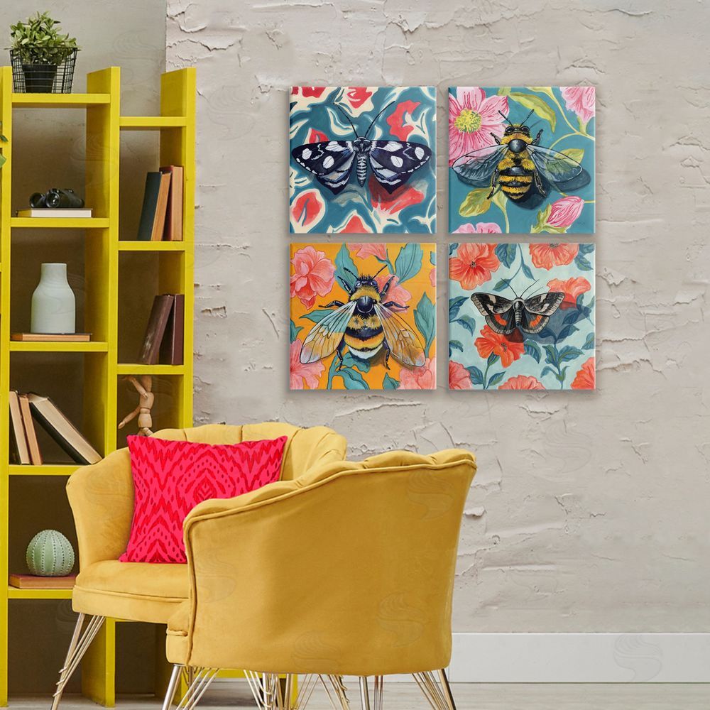 Kate Jarvik Birch Insects on Flower Patterns Canvas Wall Art Print in Room
