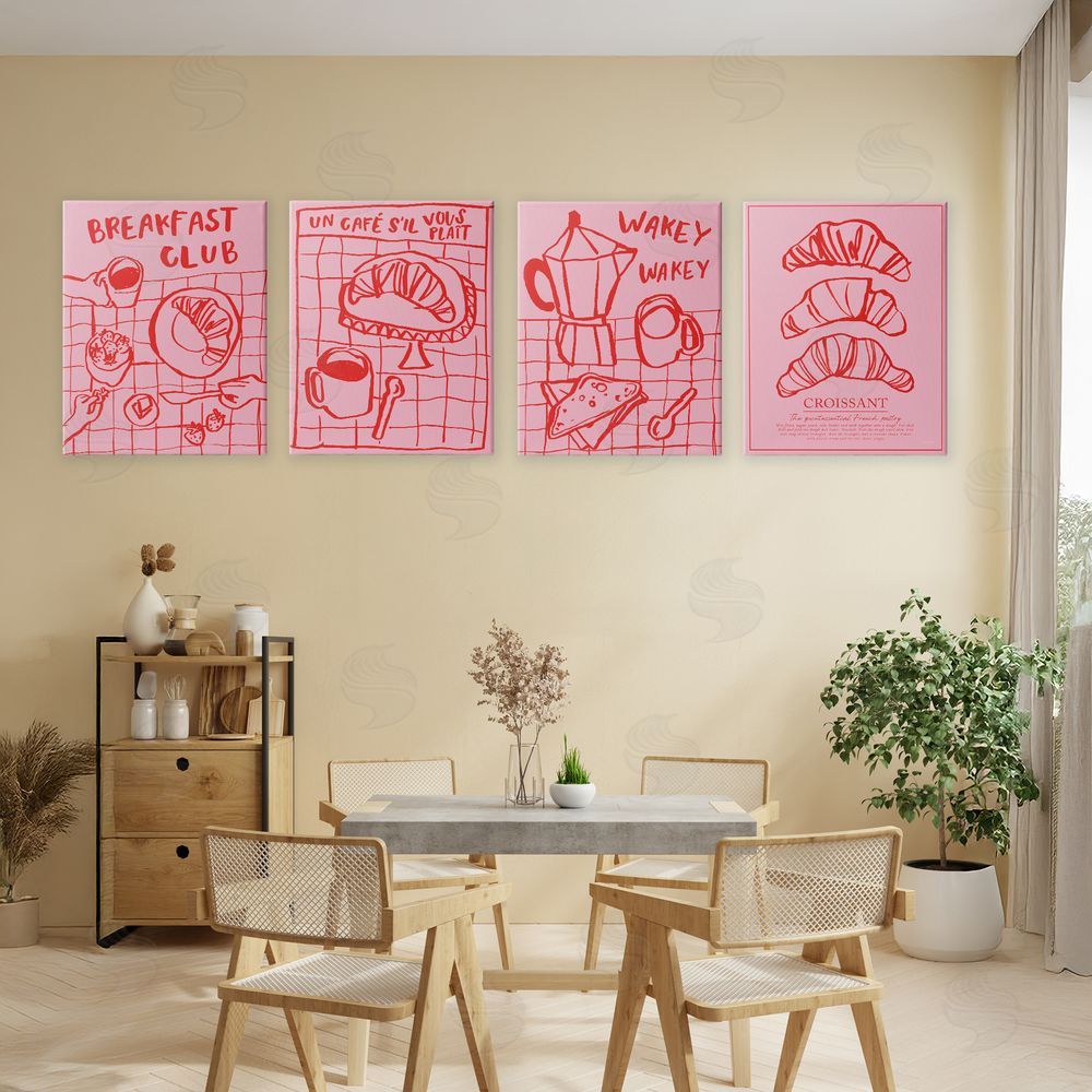 Jenaya Jackson Pink & Red Breakfast Doodles Canvas Wall Art Print in Room