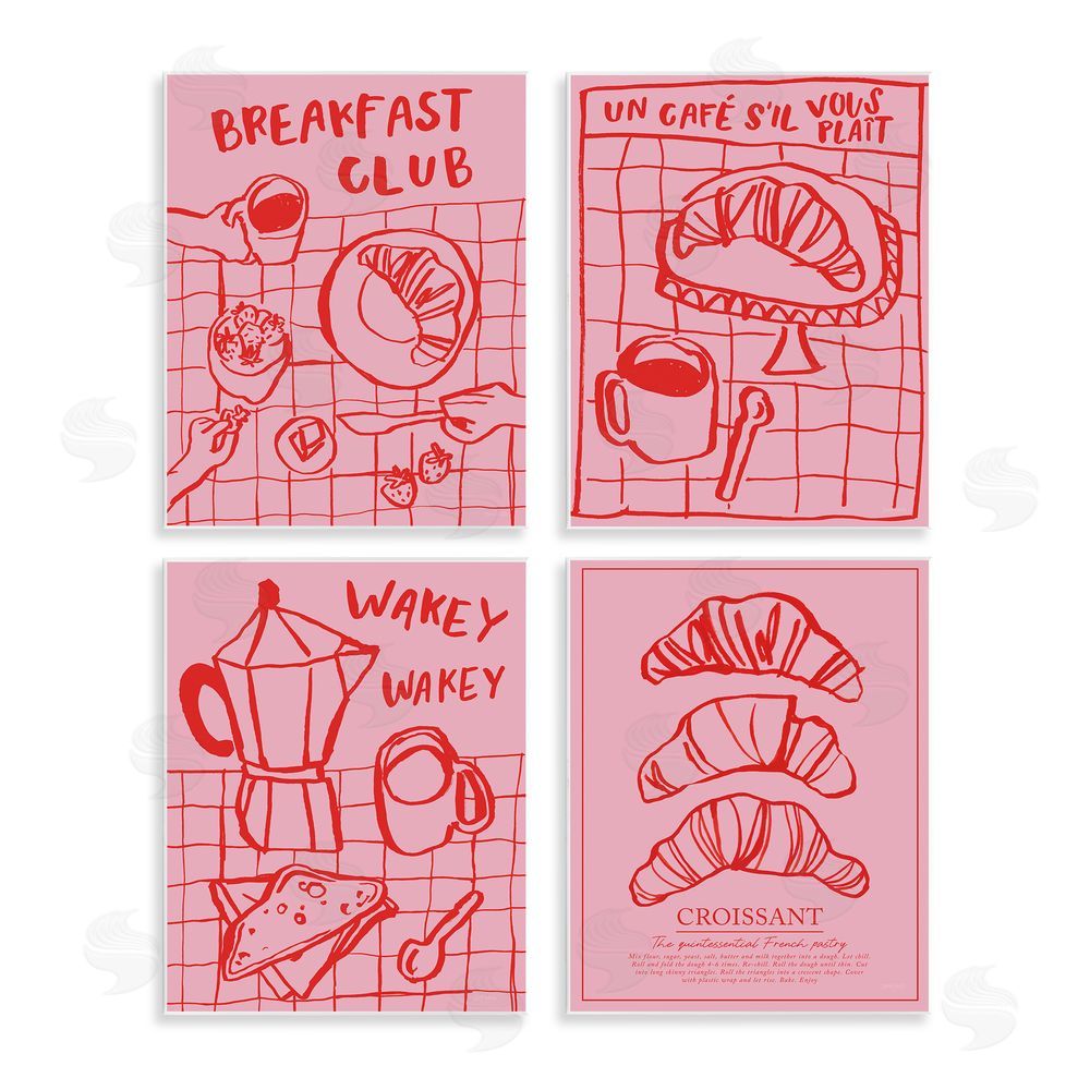 Jenaya Jackson Pink & Red Breakfast Doodles Wall Plaque Art Print