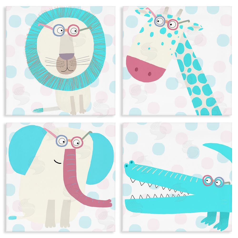Carla Daly Electric Blue Wild Animals Stretched Canvas Wall Art