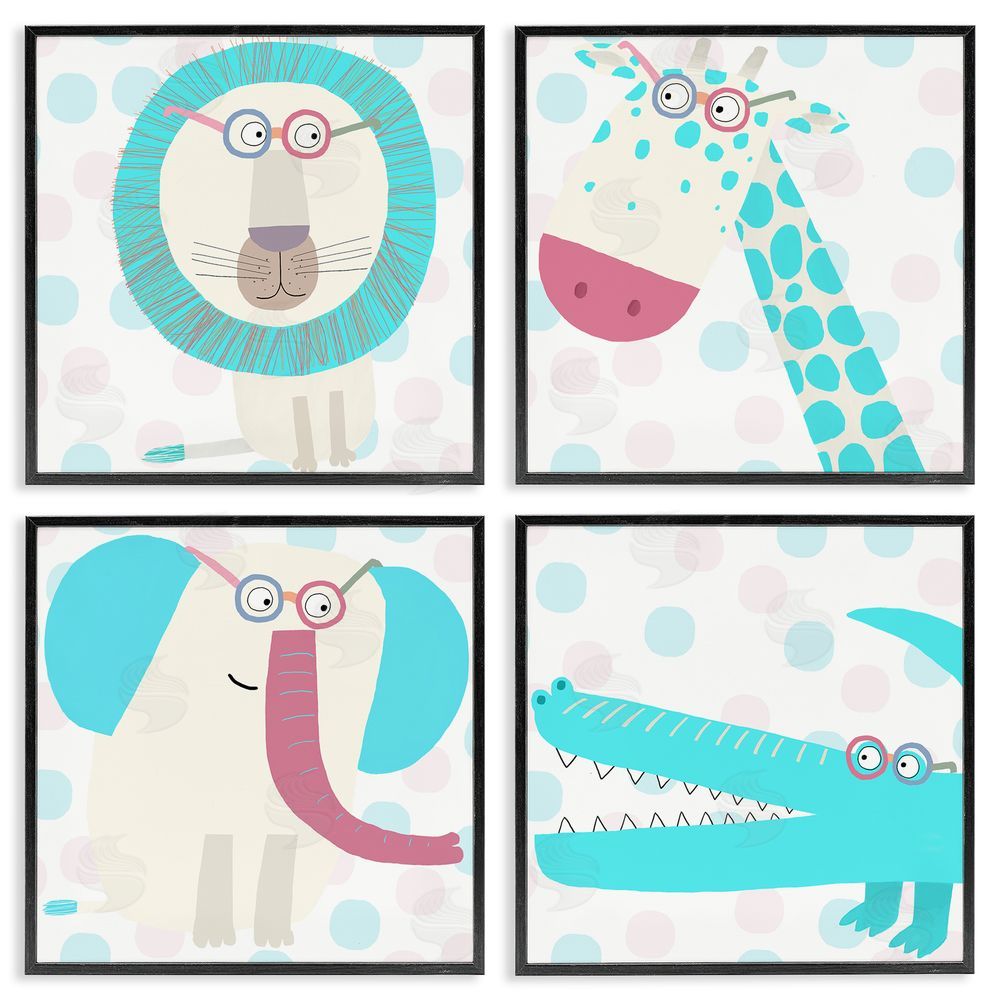 Carla Daly Electric Blue Wild Animals Blacked Framed Giclee Wall Art Print
