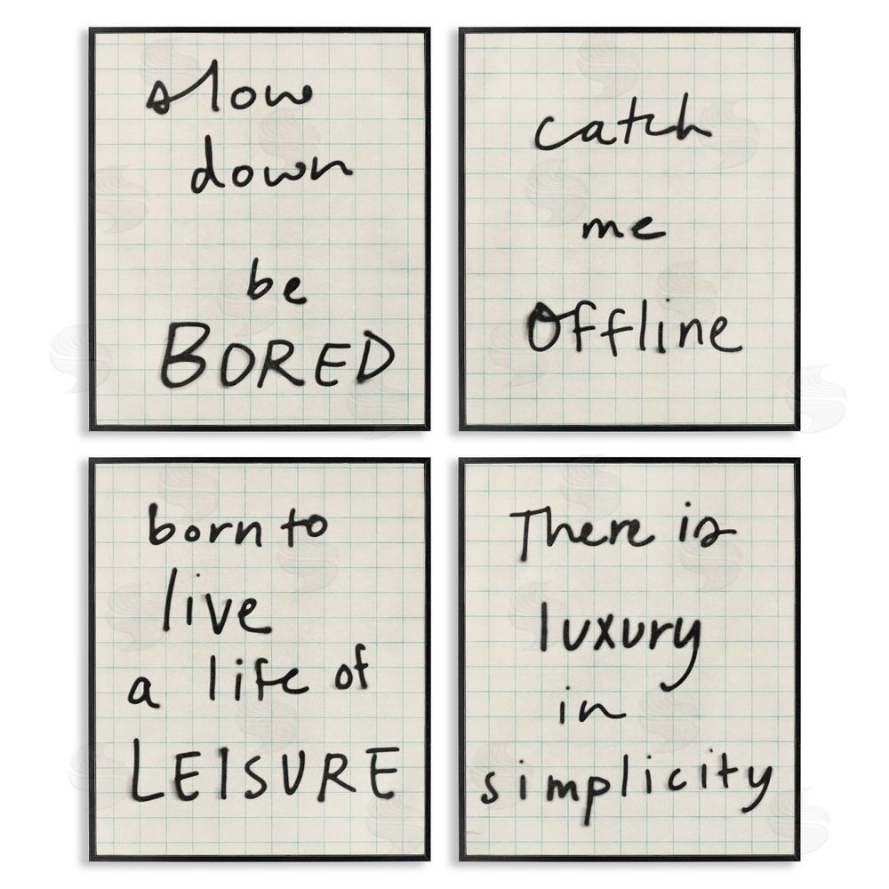 Victoria Barnes Bored Scrawl Sayings Black Framed Giclee Wall Art Print