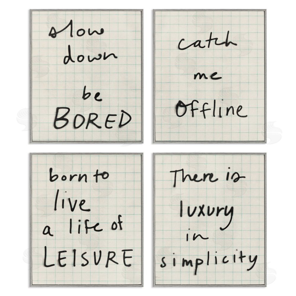 Victoria Barnes Bored Scrawl Sayings Gray Framed Giclee Wall Art Print