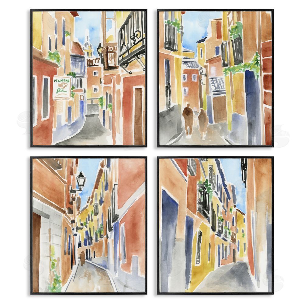 June Erica Vess Madrid Buildings & Architecture Blacked Framed Giclee Wall Art Print
