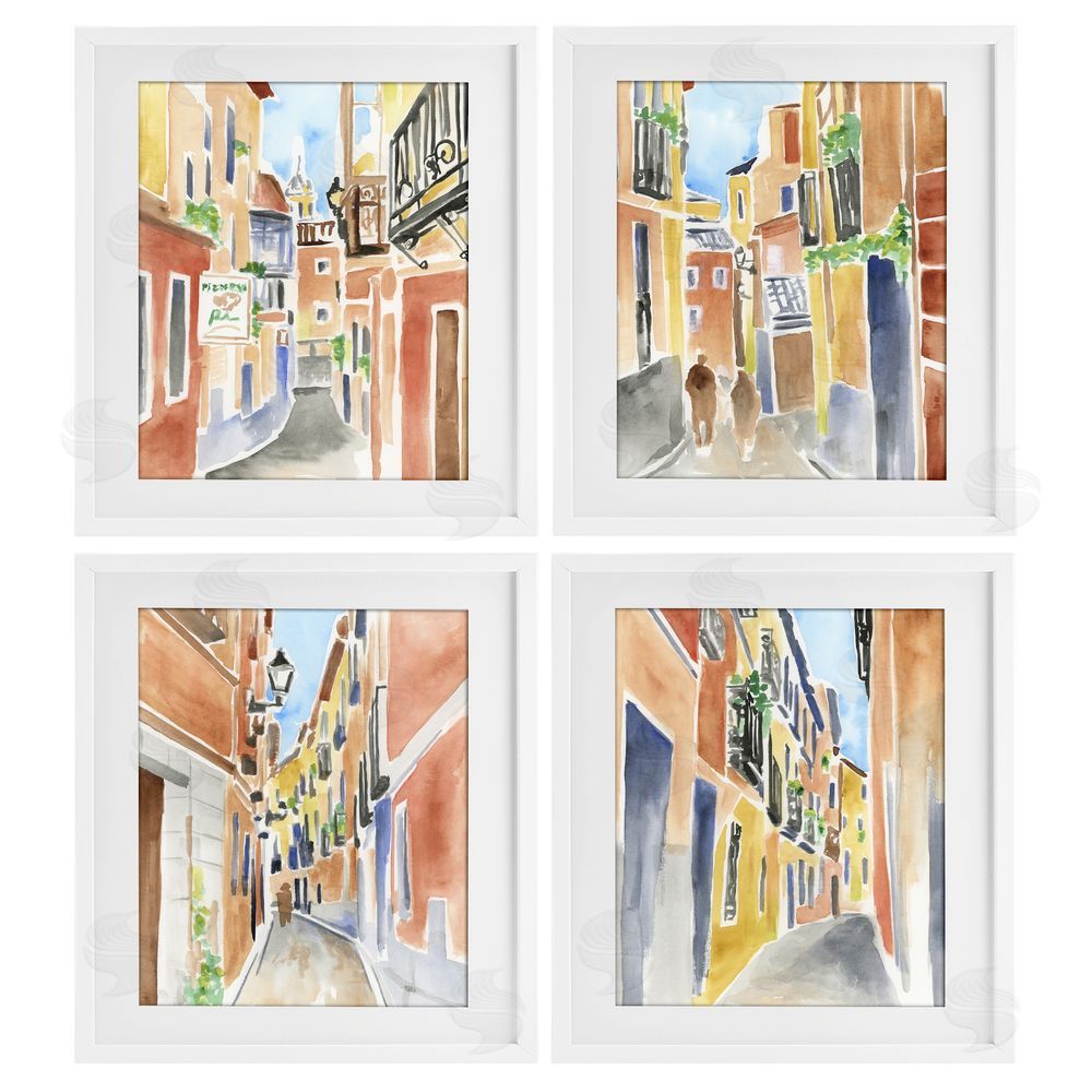 June Erica Vess Madrid Buildings & Architecture White Framed Print Under Glass with Mat Wall Art