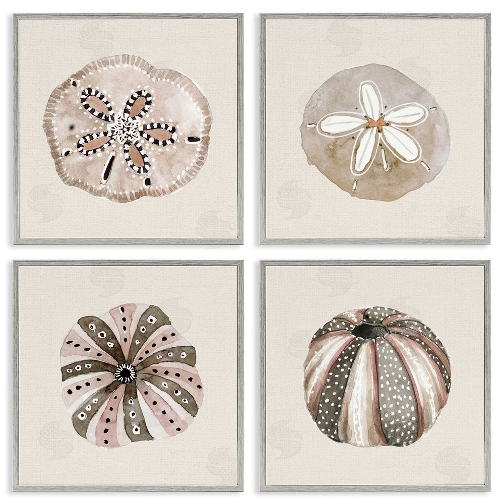 Sundance Graphics Taupe & Beige Sea Creatures Gray Framed Giclee Wall Art Print
