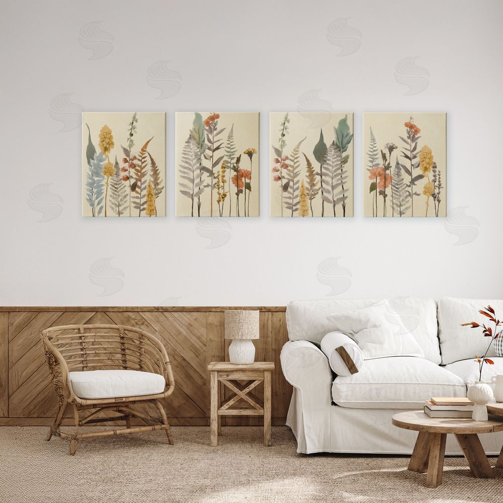 Elizabeth Medley Wispy Earthy Botanicals Stretched Canvas Wall Art Print in Room