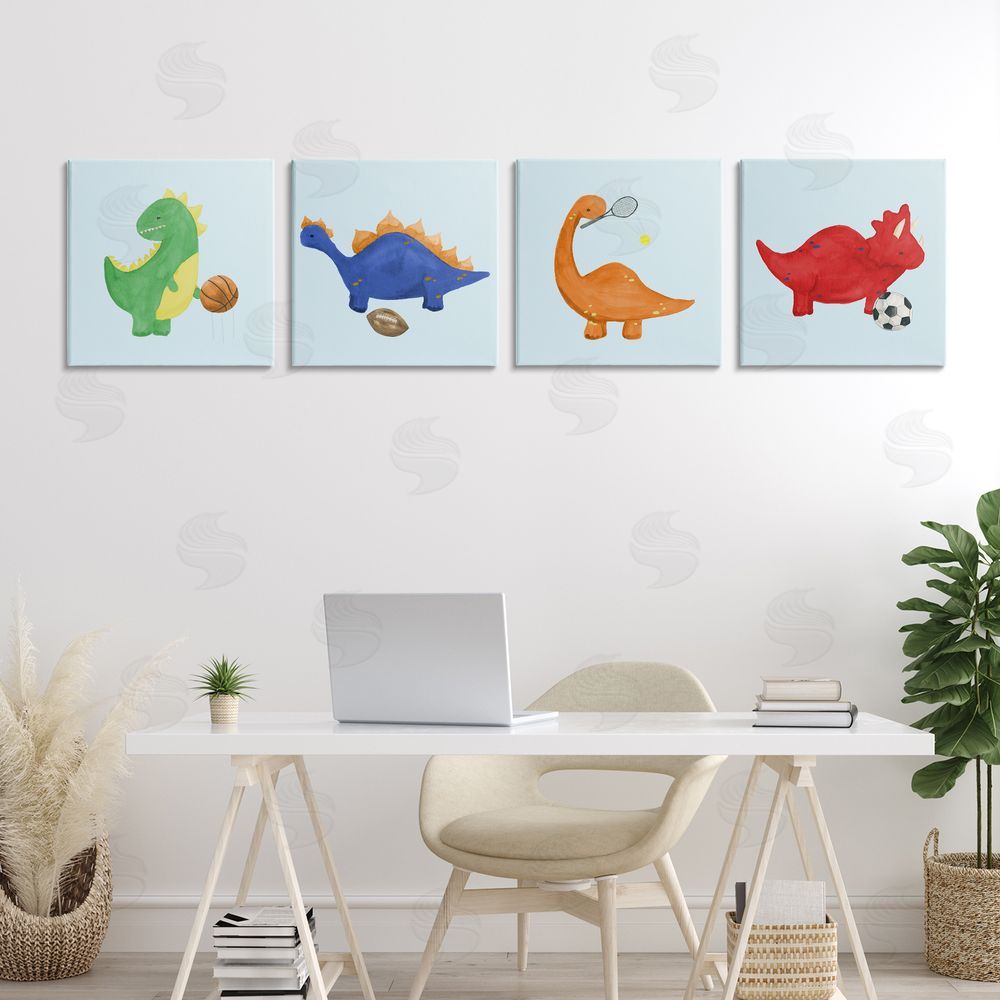 Sundance Graphics Cute Animals Playing Sports Canvas Wall Art Print in Room
