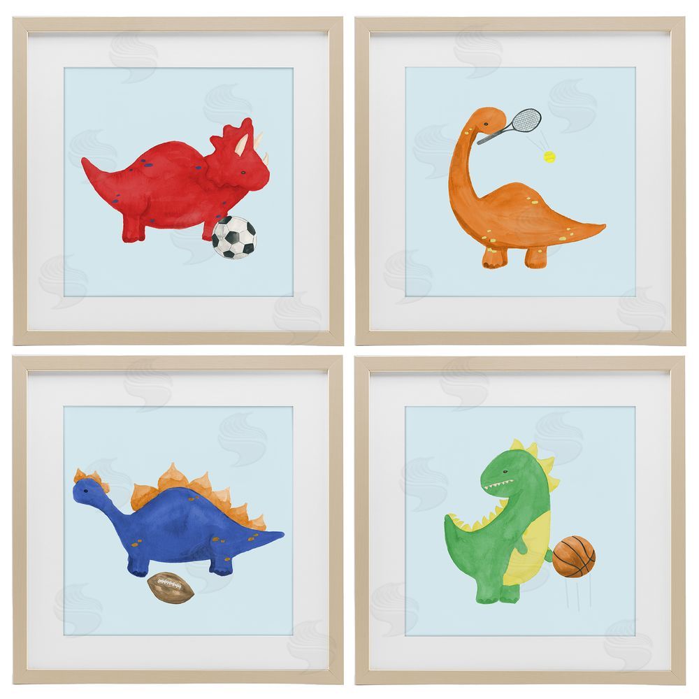 Sundance Graphics Cute Animals Playing Sports Birch Framed Print Under Glass Wall Art