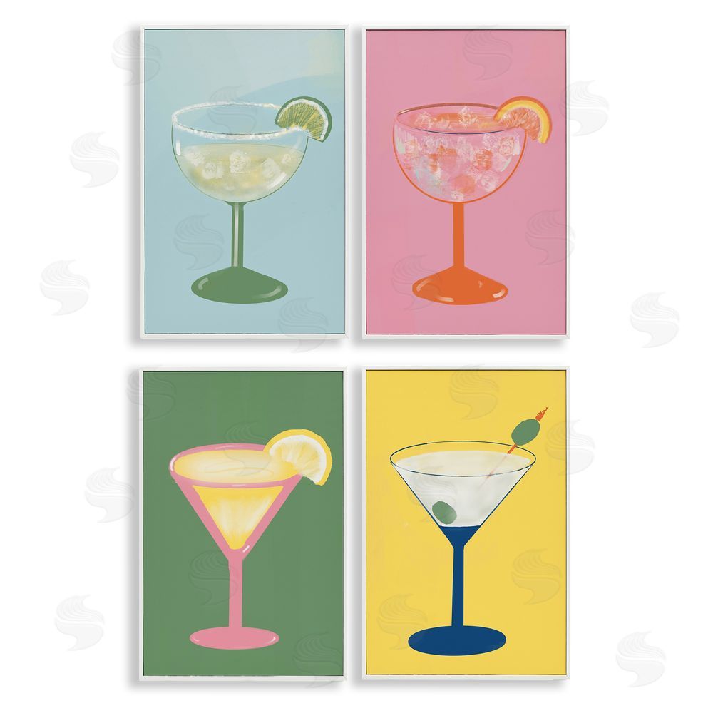 Sundance Graphics Stylish & Fun Cocktails White Framed Giclee Wall Art Print
