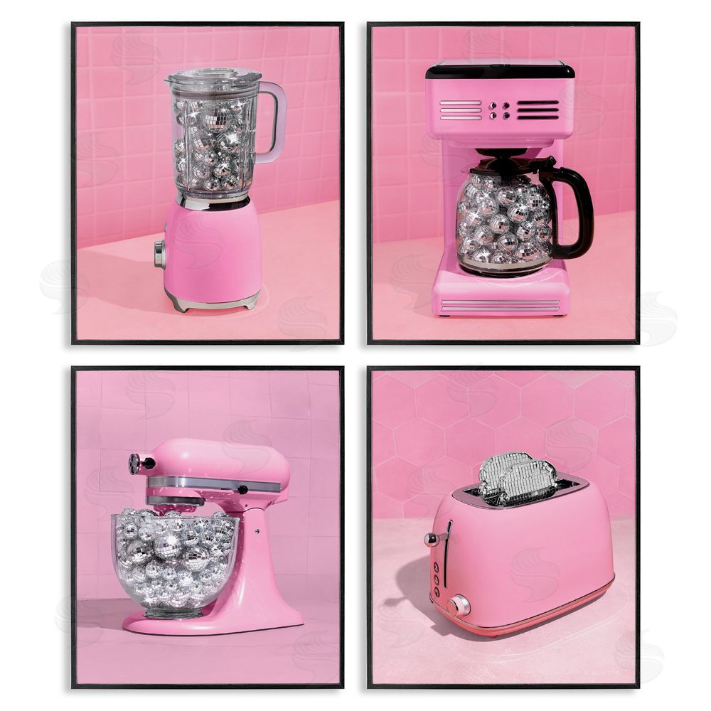 LISH Creative Disco Drink Blender over Pink Black Framed Giclee Wall Art Print