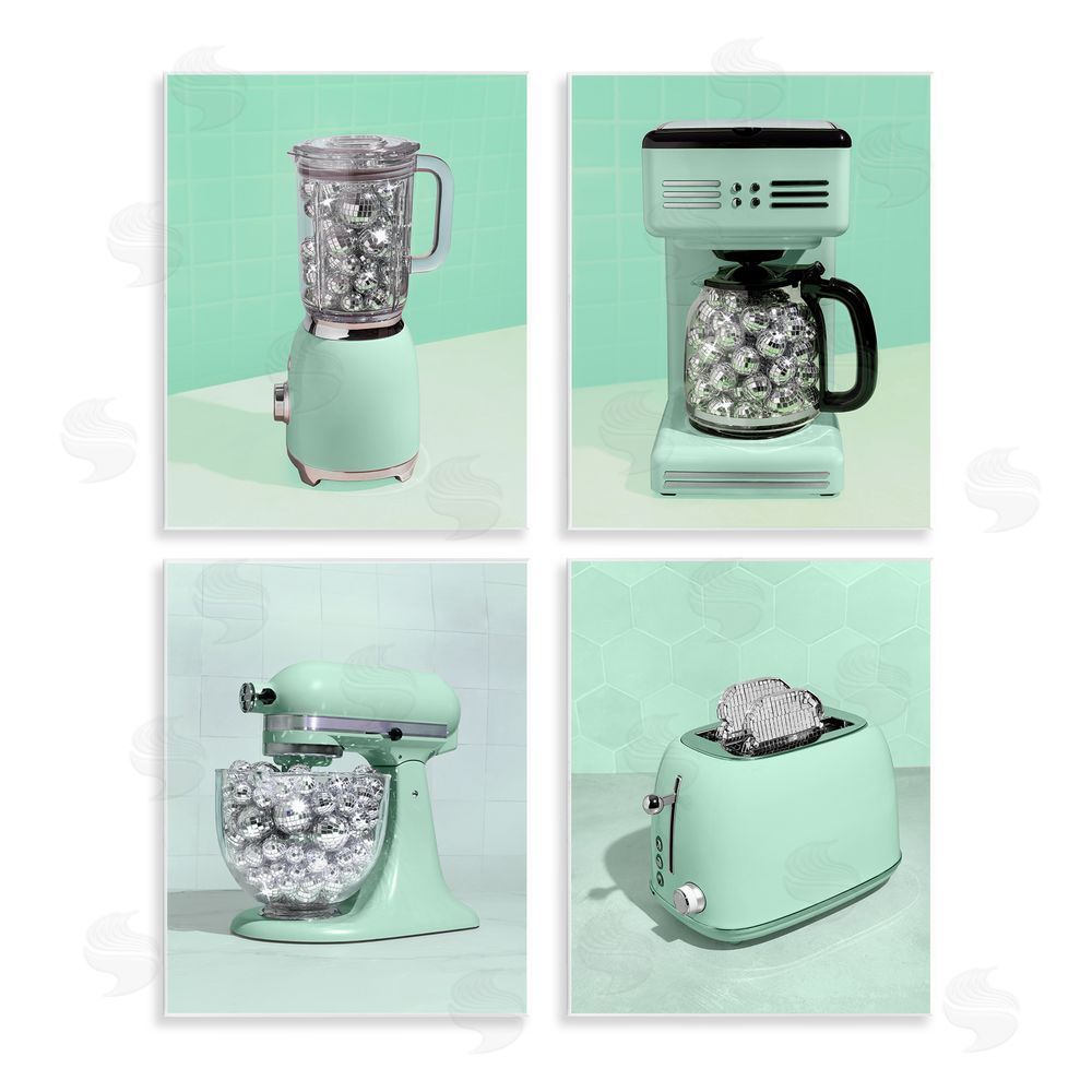 LISH Creative Disco Drink Blender over Green Wall Plaque with Fixed Lithograph Print