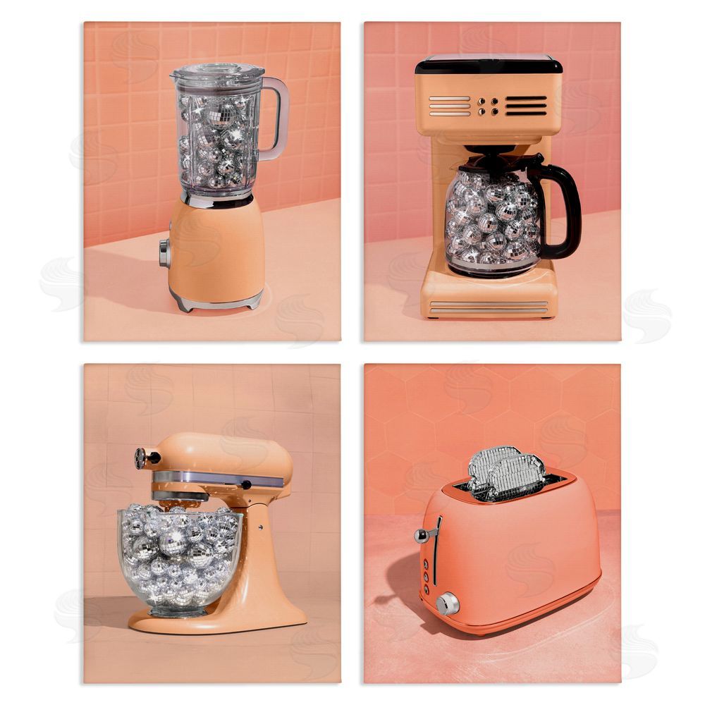 LISH Creative Disco Drink Blender over Orange Stretched Canvas Wall Art