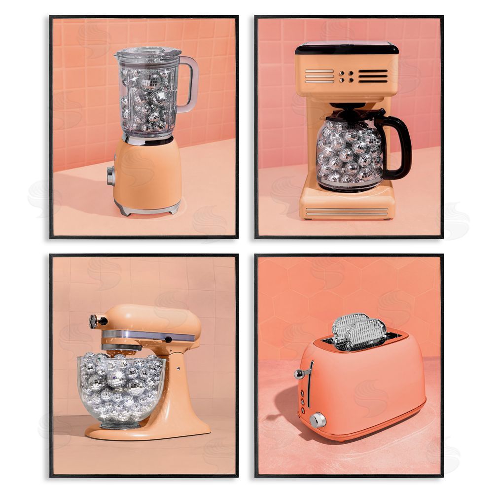 LISH Creative Disco Drink Blender over Orange Black Framed Giclee Wall Art Print