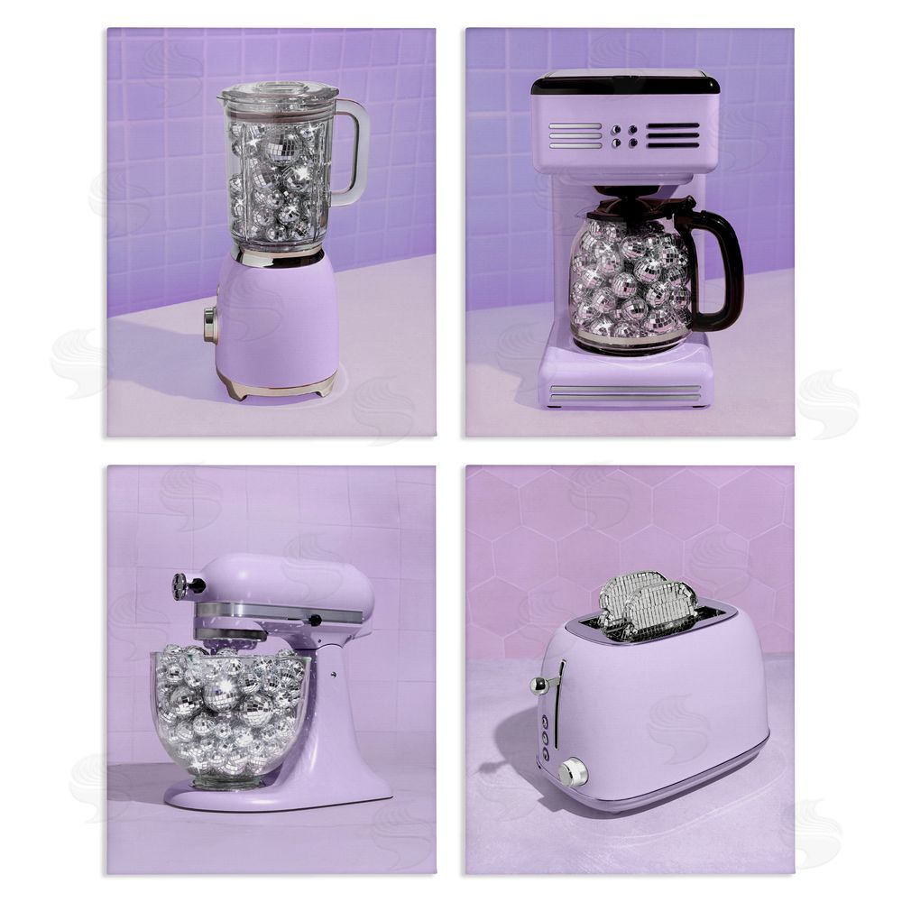 LISH Creative Disco Kitchen Utensils in Purple Stretched Canvas Wall Art