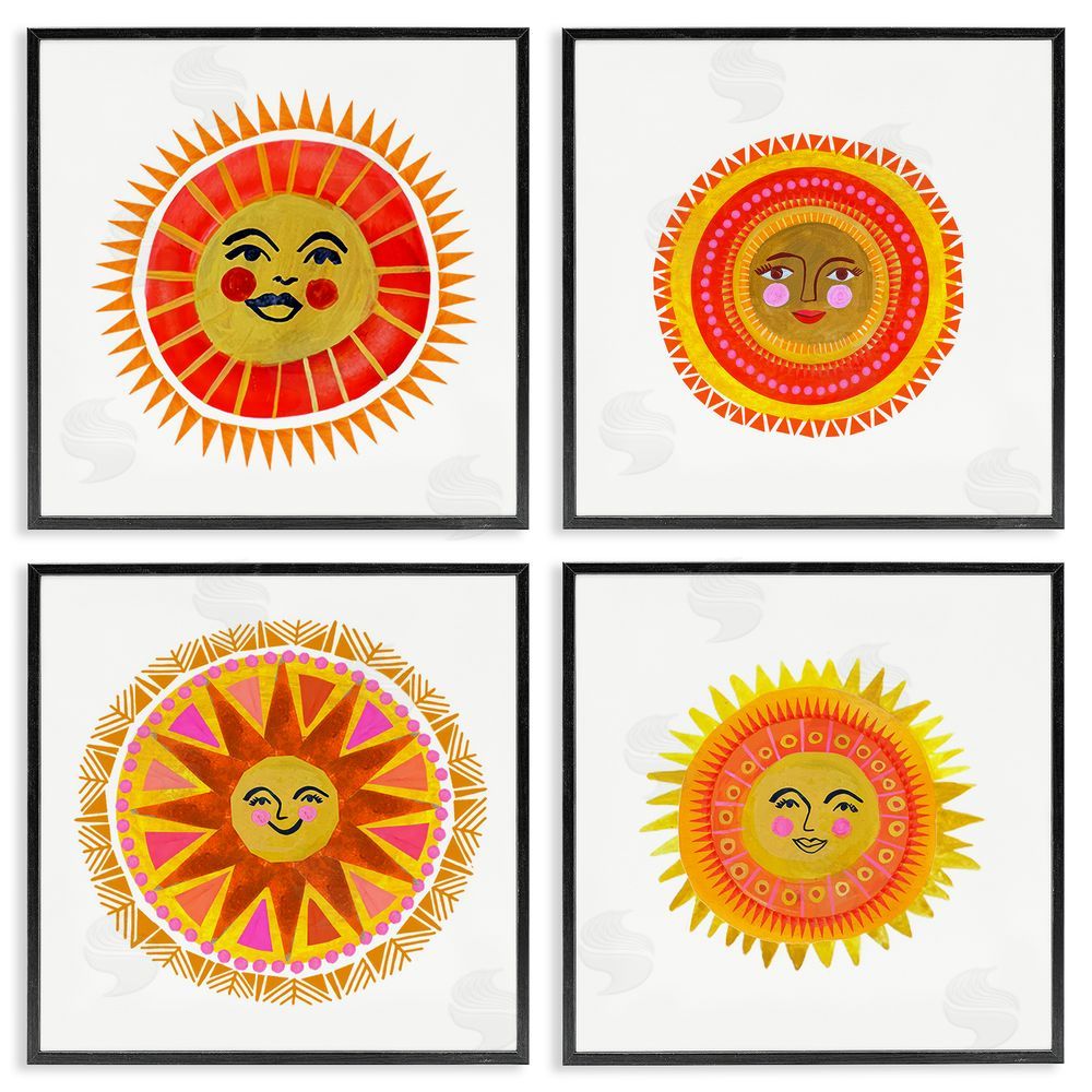 Katherine Herrell Studio Warm Happy Suns Black Framed Giclee Wall Art Print