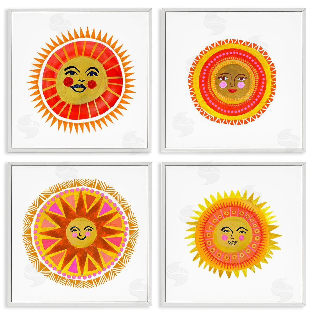 Katherine Herrell Studio Warm Happy Suns White Framed Giclee Wall Art Print