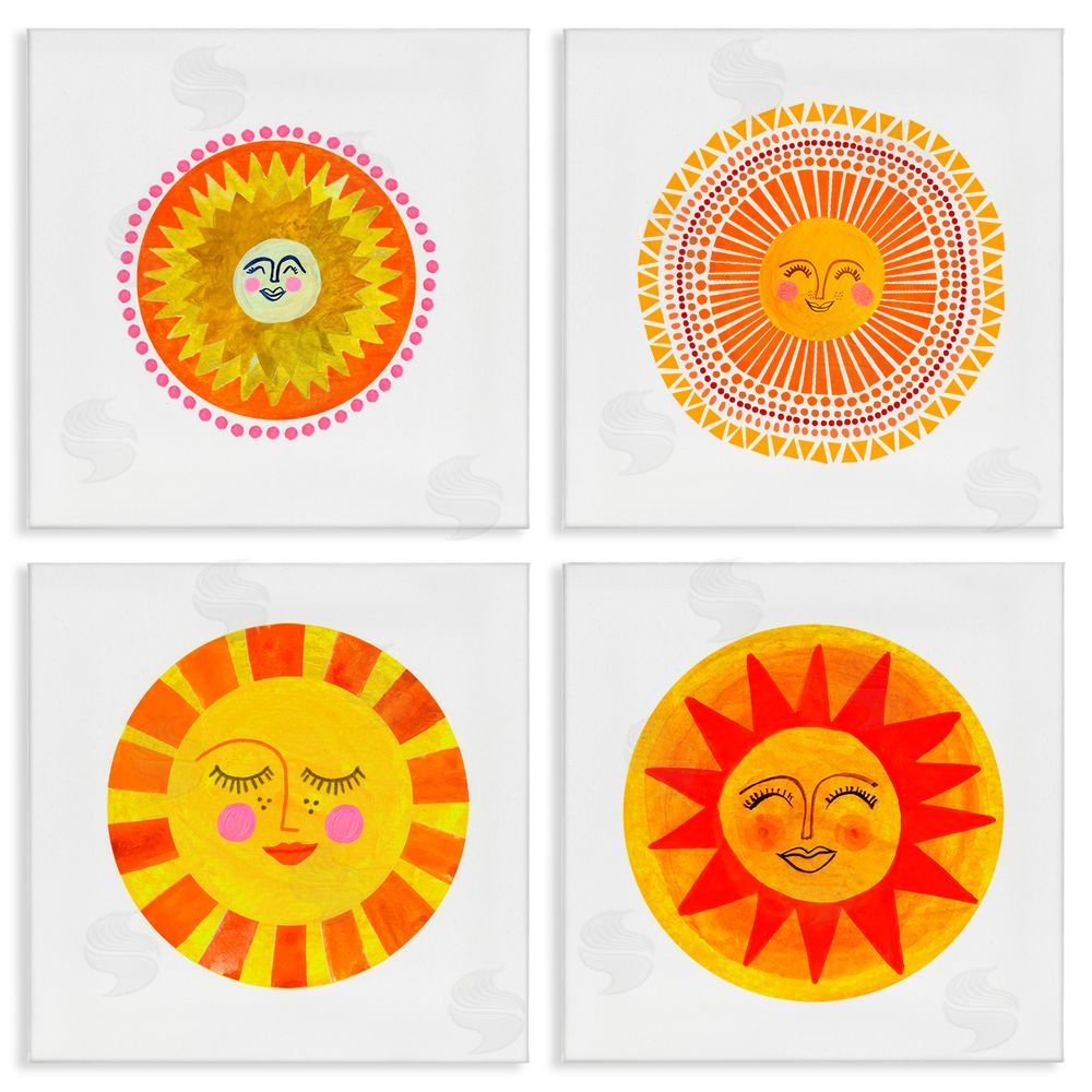 Katherine Herrell Studio Whimsical Smiling Suns Stretched Canvas Wall Art Print