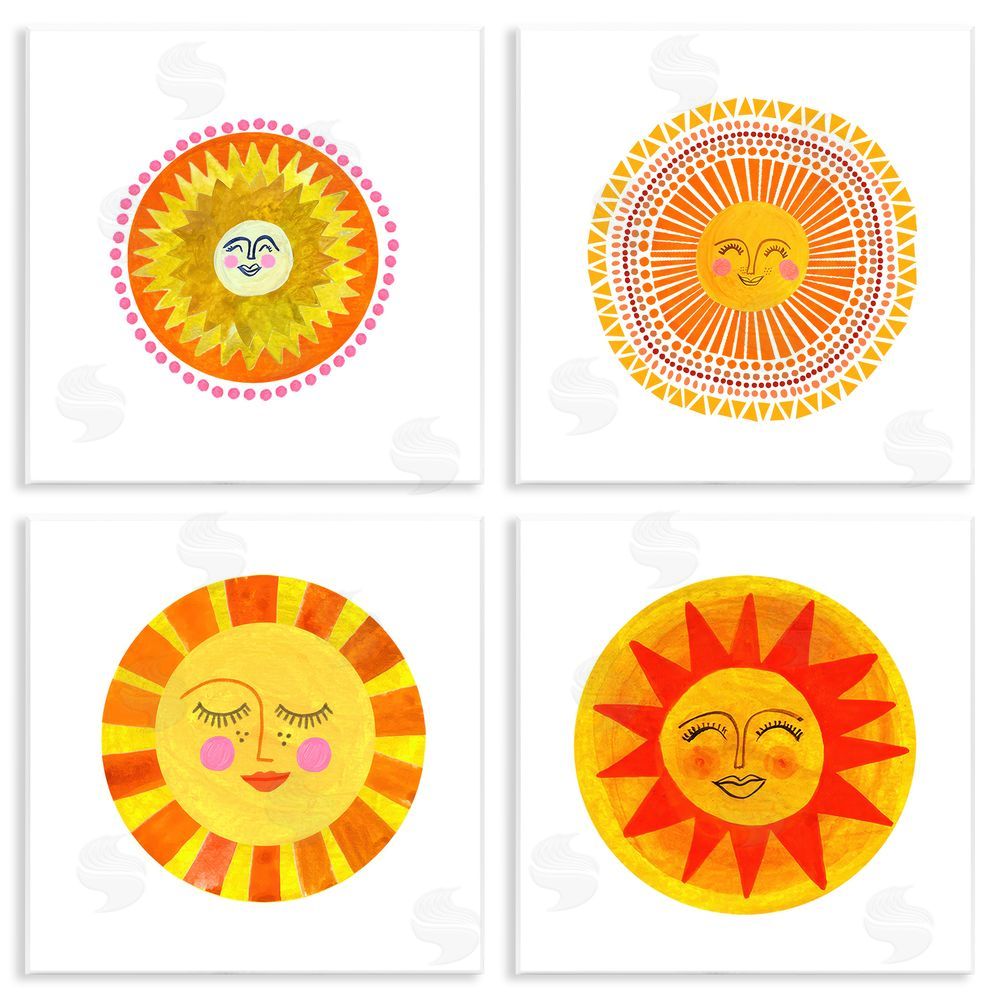 Katherine Herrell Studio Whimsical Smiling Suns Wall Plaque Printed Art