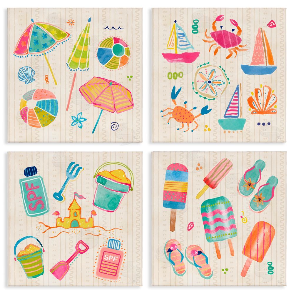 Dina June Beach & Boats Collection Stretched Canvas Wall Art Print