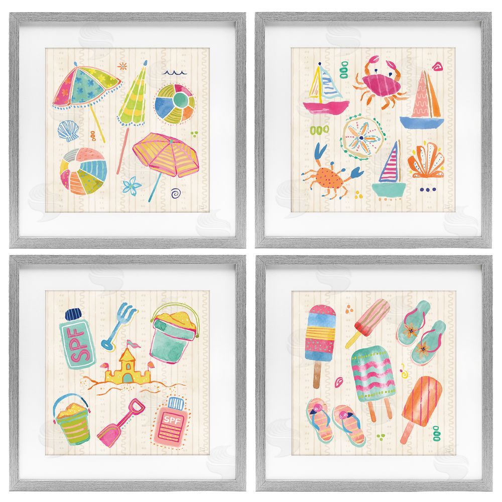 Dina June Beach & Boats Collection Gray Framed Print Under Glass with Matting Wall Art