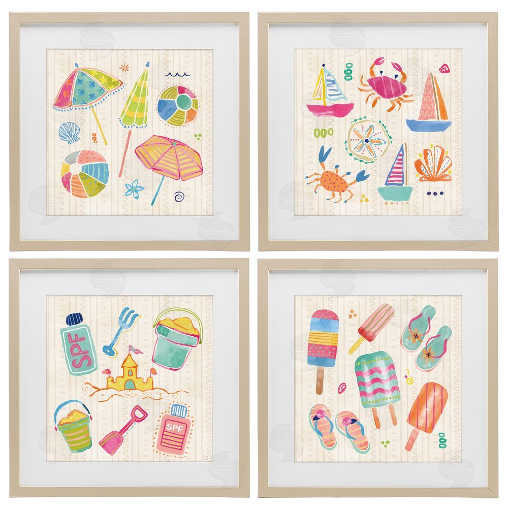 Dina June Beach & Boats Collection Brown Framed Print Under Glass with Matting Wall Art
