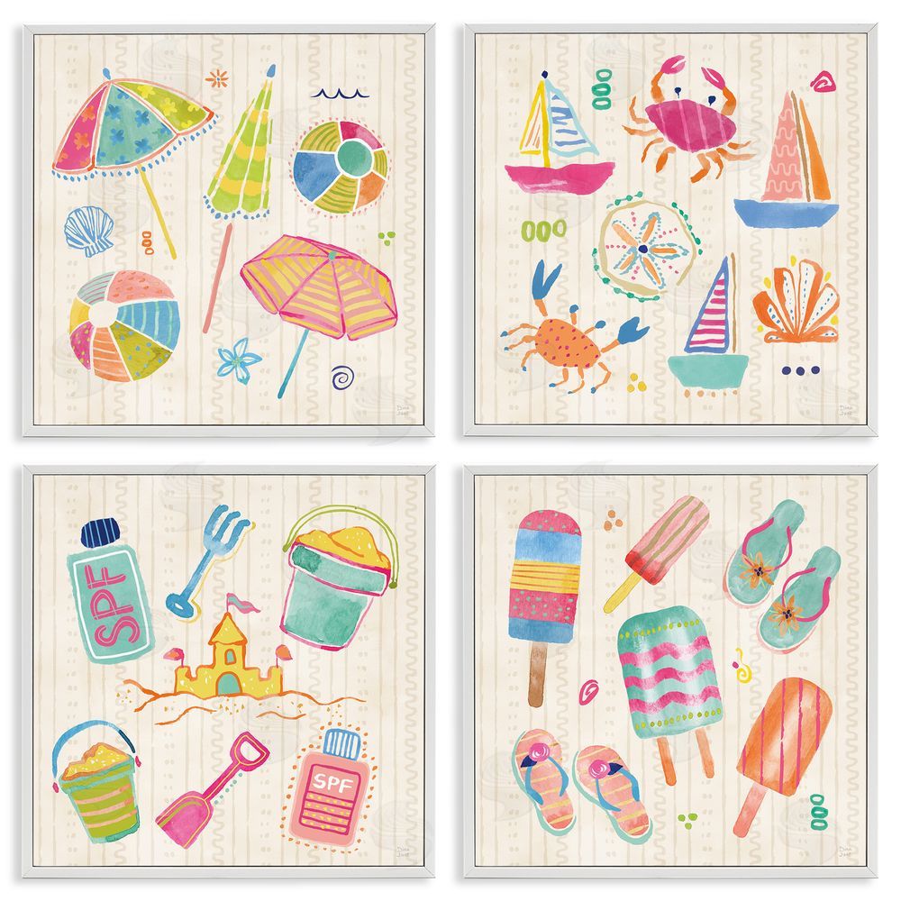 Dina June Beach & Boats Collection White Framed Giclee Wall Art Print