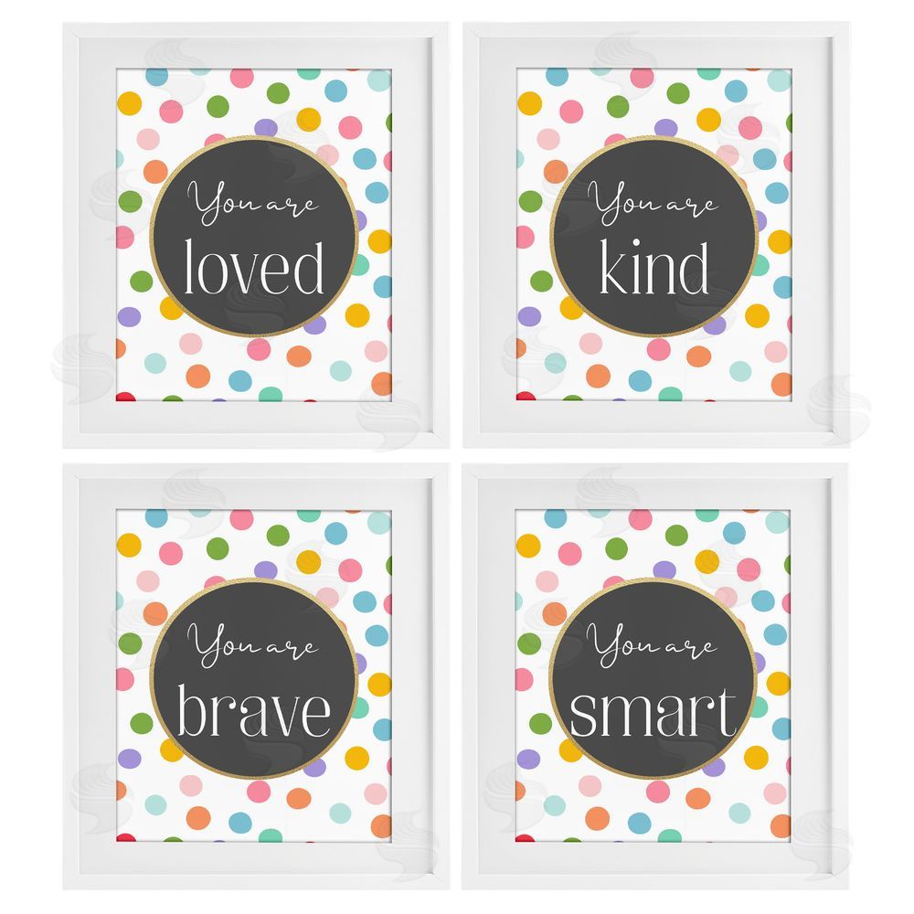 Christine Simpson Art Polka Dot Affirmations White Framed Print Under Glass Wall Art