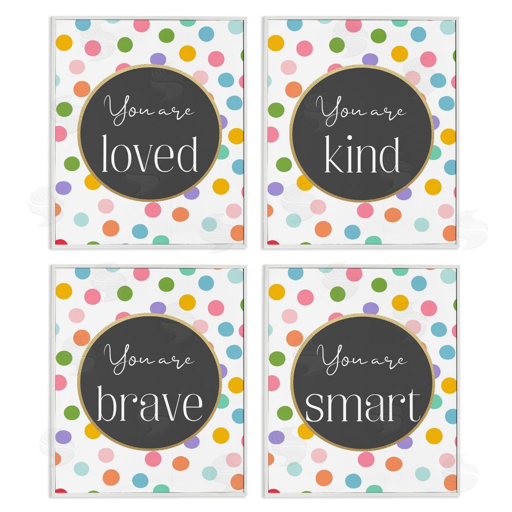 Christine Simpson Art Polka Dot Affirmations White Framed Giclee Wall Art Print