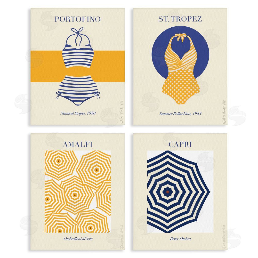 Sarah Donington Art Hustle LLC Retro Beach Vacation Elements Canvas Wall Art Print