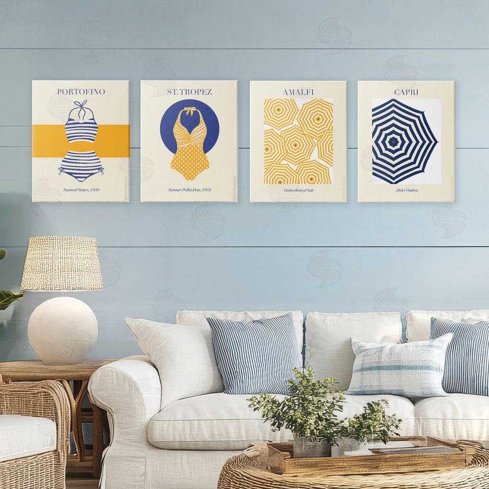 Sarah Donington Art Hustle LLC Retro Beach Vacation Elements Canvas Wall Art Print in Room